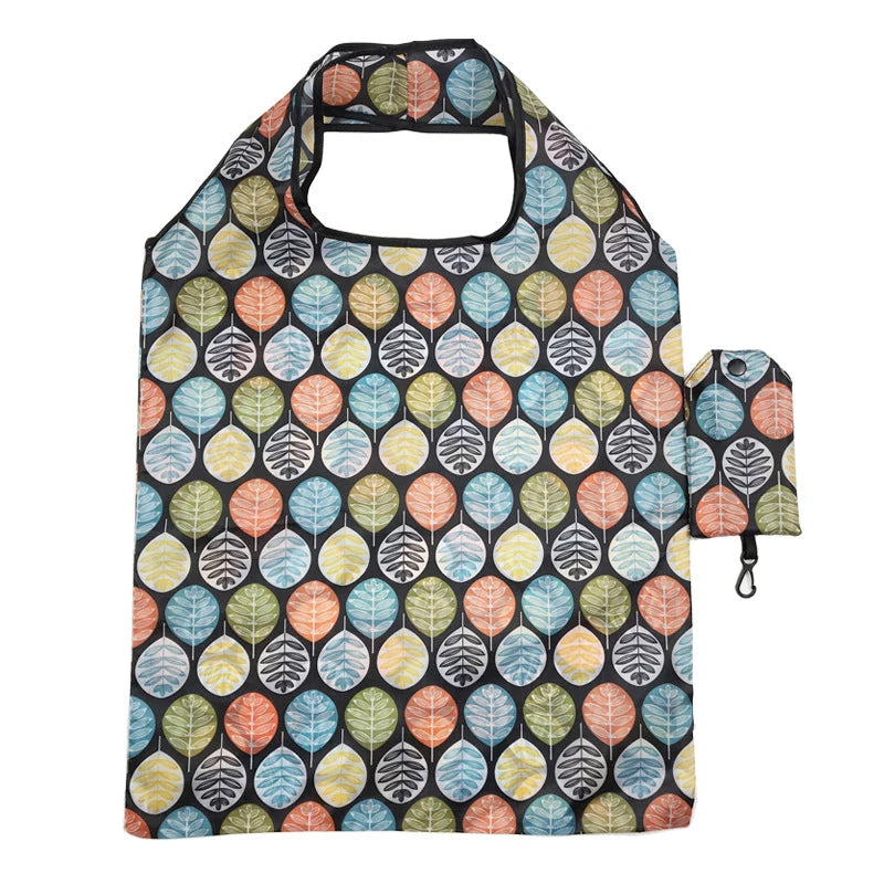 Fashion Printing Foldable Eco-Friendly Shopping Bag Tote Folding Pouch Handbags Convenient Large-Capacity For Travel Grocery Bag