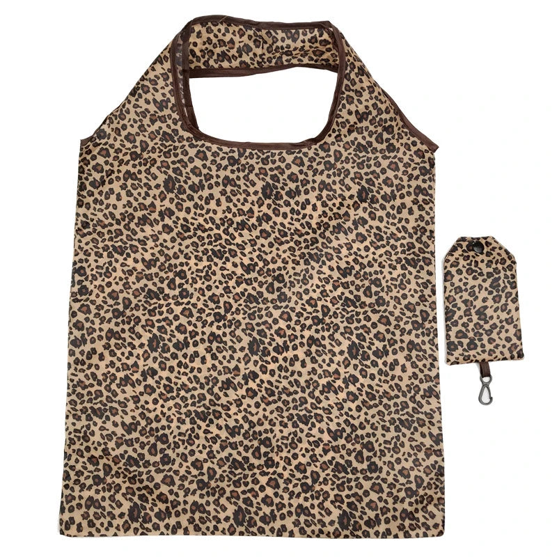 Fashion Printing Foldable Eco-Friendly Shopping Bag Tote Folding Pouch Handbags Convenient Large-Capacity For Travel Grocery Bag